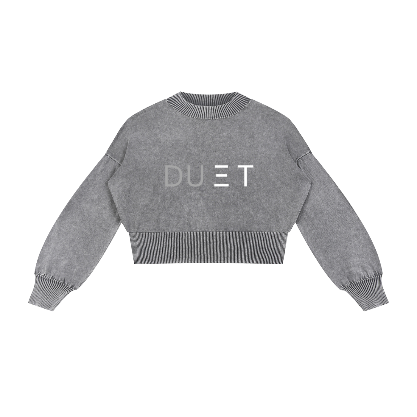 Mineral Wash Balloon Sleeve Cropped Sweater