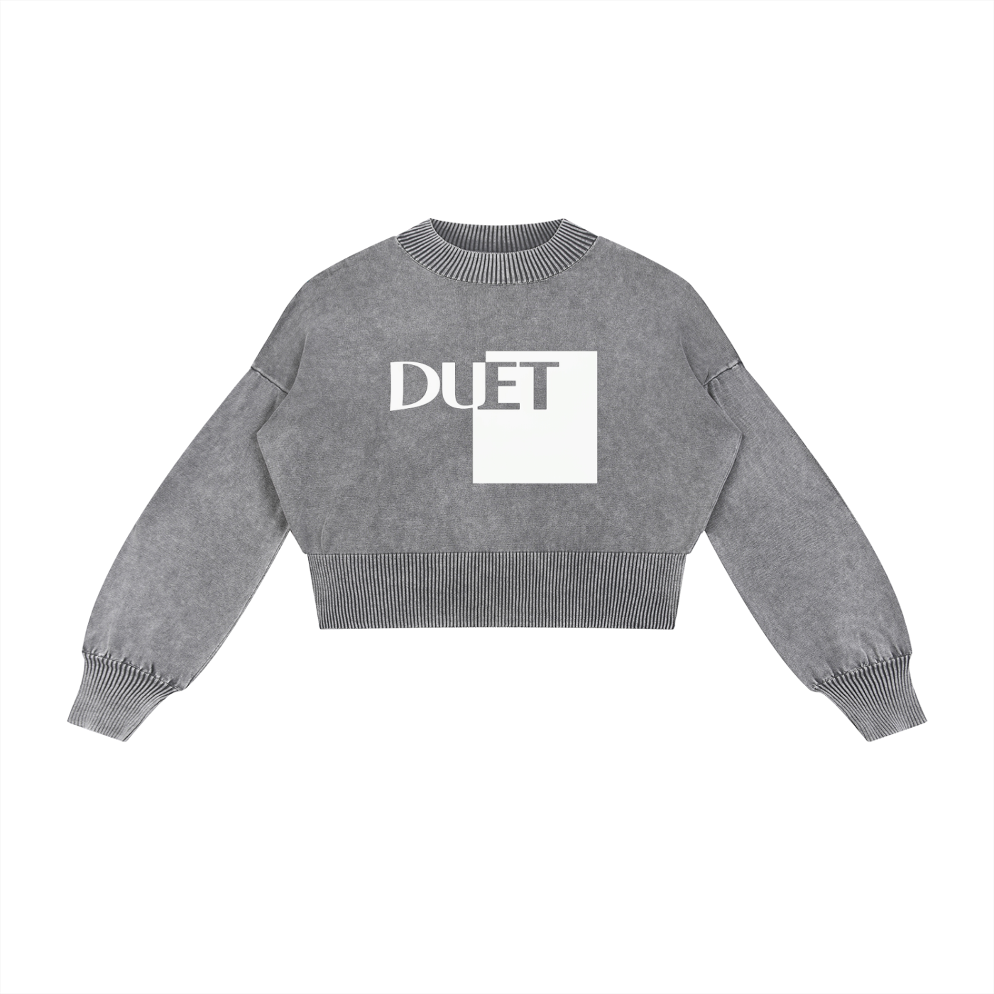 Mineral Wash Balloon Sleeve Cropped Sweater